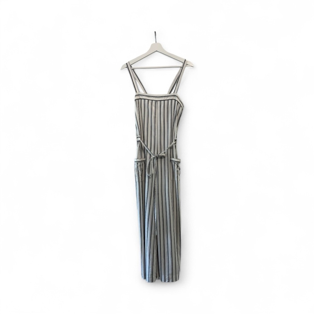 Marine Layer Sleeveless Jumpsuit in navy black stripes Size Medium - Picture 2 of 8